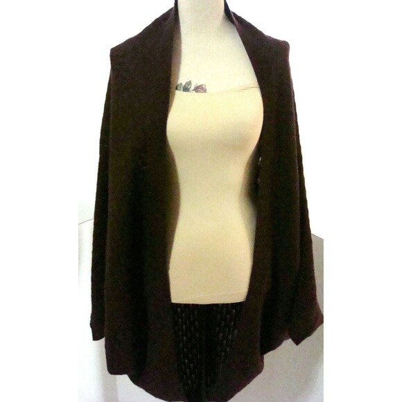 NWT New Womens 1X 2X Cocoon Plus 100% Cashmere Open Cardigan Sweater Dark Red - Picture 2 of 6